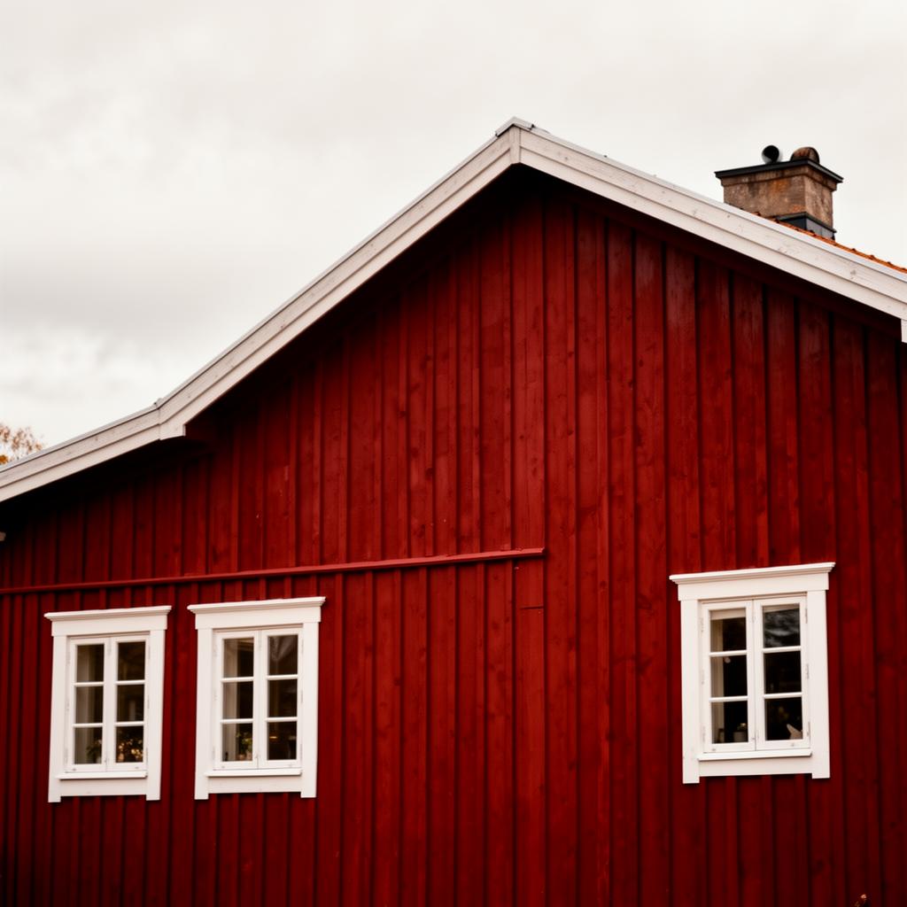 Traditional Swedish house painted in Falun red (Faluröd)